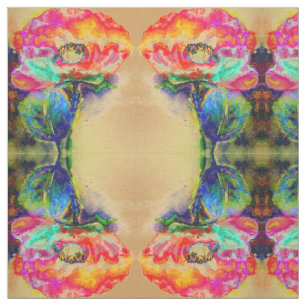 Farbenfrohe Retro Abstrakte Mohnwasserfarbe Stoff