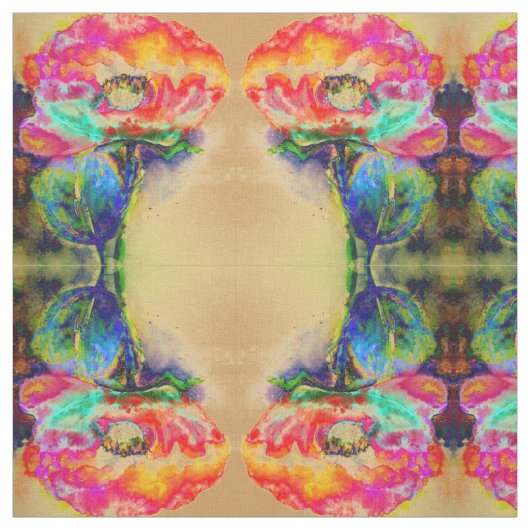 Farbenfrohe Retro Abstrakte Mohnwasserfarbe Stoff (Muster)