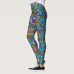 Farbenfrohe Retro-Abstrakte Schwünge Leggings