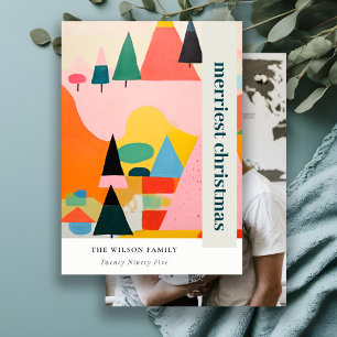 Farbenfrohe Retro Abstrakte Weihnachtslandschaft F Feiertagskarte