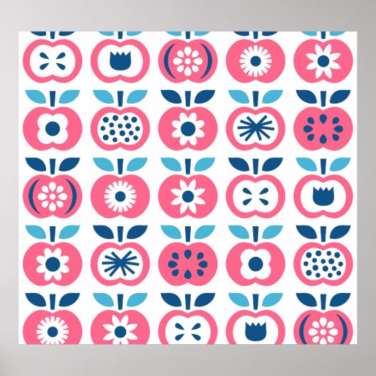 Farbenfrohe Retro Apple Nahtloses Muster Poster (Vorne)