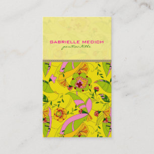 Farbenfrohe Retro-Art-Deco-Floral-Collage Visitenkarte