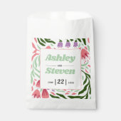 Farbenfrohe Retro-Äste, Folklore-Blume Hochzeit Geschenktütchen (Vorderseite)