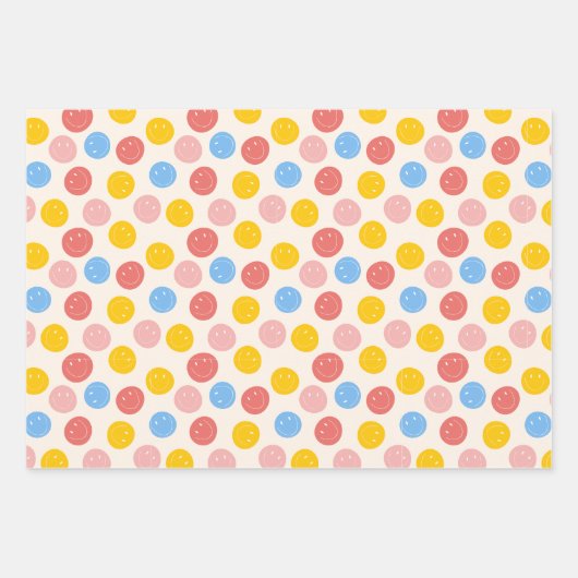 Farbenfrohe Retro ästhetische Lächelwand Geschenkpapier Set (Vorderseite 2)