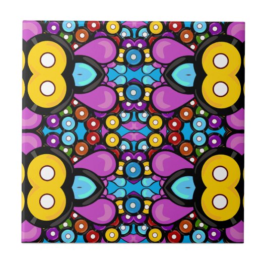 Farbenfrohe Retro-Aufnahme Kaleidoskop Abstrakt Ar Fliese (Vorderseite)