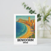 Farbenfrohe Retro Benidorm Spanien Costa Blanca Postkarte (Stehend Vorderseite)