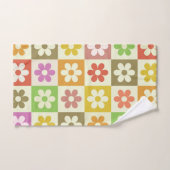 Farbenfrohe Retro-Blume auf Prüfplatine-Muster Badhandtuch Set (Handtuch)