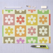 Farbenfrohe Retro-Blume auf Prüfplatine-Muster Seidenpapier (Handwerk)