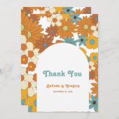 Farbenfrohe Retro-Blume der 60er 70er Jahre Dankeskarte (Vorne/Hinten)