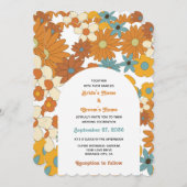 Farbenfrohe Retro-Blume der 60er 70er Jahre Einladung (Vorne/Hinten)