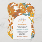 Farbenfrohe Retro-Blume der 60er 70er Jahre Einladung (Vorne/Hinten)