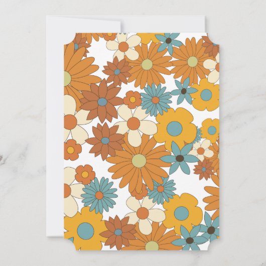 Farbenfrohe Retro-Blume der 60er 70er Jahre Einladung (Rückseite)