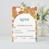 Farbenfrohe Retro-Blume der 60er 70er Jahre RSVP Karte (Stehend Vorderseite)