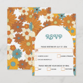 Farbenfrohe Retro-Blume der 60er 70er Jahre RSVP Karte (Vorne/Hinten)