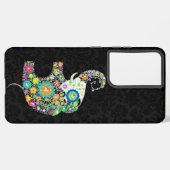 Farbenfrohe Retro-Blume Elefantendesign Samsung Galaxy Hülle (Linke Seite)