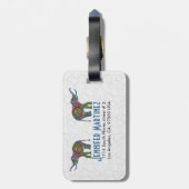Farbenfrohe Retro-Blume Elephant 3c-Design Gepäckanhänger (Rückseite vertikal)