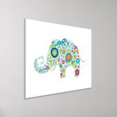 Farbenfrohe Retro-Blume Elephant Illustration Foliendrucke (Ablage )
