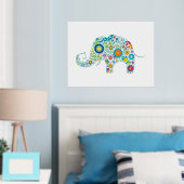 Farbenfrohe Retro-Blume Elephant Illustration Foliendrucke (In Situ (Schlafzimmer))