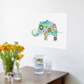 Farbenfrohe Retro-Blume Elephant Illustration Foliendrucke (Ablage(Küche))