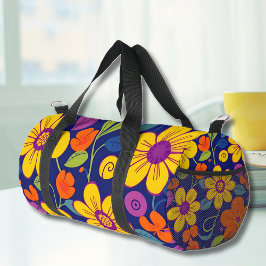 Farbenfrohe Retro-Blume im Dopaminstil Duffle Bag