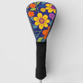 Farbenfrohe Retro-Blume im Dopaminstil Golf Headcover (Vorderseite)