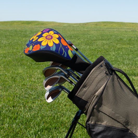 Farbenfrohe Retro-Blume im Dopaminstil Golf Headcover (In SItu)