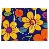 Farbenfrohe Retro-Blume im Dopaminstil Große Geschenktüte (Rückseite)