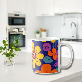 Farbenfrohe Retro-Blume im Dopaminstil Kaffeetasse
