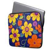 Farbenfrohe Retro-Blume im Dopaminstil Laptopschutzhülle (Vorderseite Links)