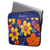 Farbenfrohe Retro-Blume im Dopaminstil Laptopschutzhülle (Vorderseite Links)