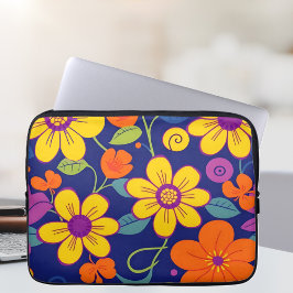 Farbenfrohe Retro-Blume im Dopaminstil Laptopschutzhülle