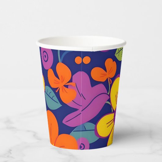 Farbenfrohe Retro-Blume im Dopaminstil Pappbecher (Rechts)