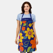 Farbenfrohe Retro-Blume im Dopaminstil Schürze (Getragen)