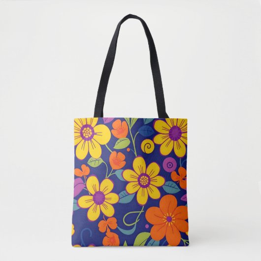Farbenfrohe Retro-Blume im Dopaminstil Tasche (Vorderseite)