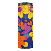 Farbenfrohe Retro-Blume im Dopaminstil Thermosbecher (Rückseite)