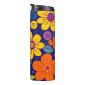 Farbenfrohe Retro-Blume im Dopaminstil Thermosbecher (Nach rechts gedreht)