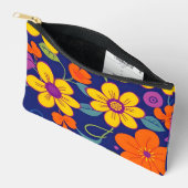 Farbenfrohe Retro-Blume im Dopaminstil Zubehörtasche (Offen)