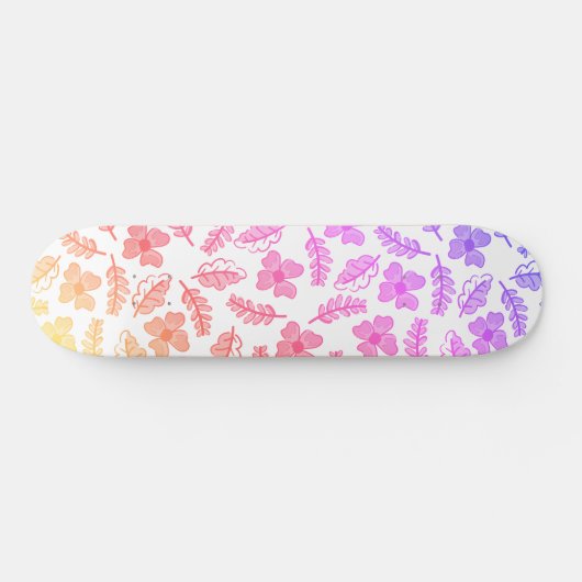 Farbenfrohe Retro Blume Leaf Art Skateboard (Horizontal)