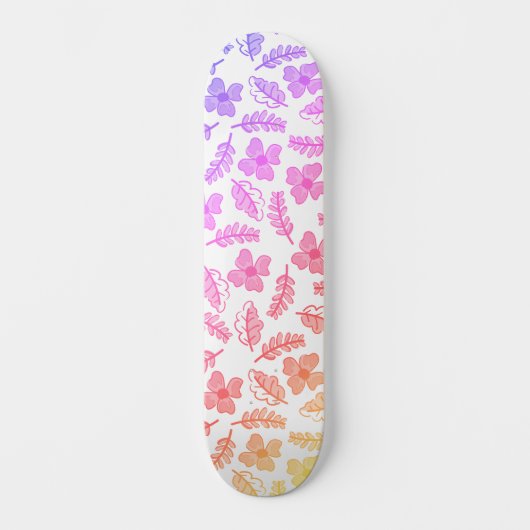 Farbenfrohe Retro Blume Leaf Art Skateboard (Vorderseite)