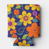 Farbenfrohe Retro-Blume mit Dopaminstil- Dosenkühler (Rückseite)