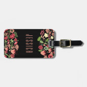 Farbenfrohe Retro-Blume mit schwarzen Streifen Gepäckanhänger (Vorderseite horizontal)