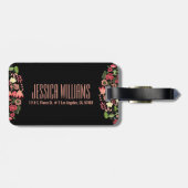 Farbenfrohe Retro-Blume mit schwarzen Streifen Gepäckanhänger (Rückseite horizontal)