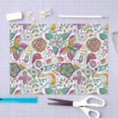 Farbenfrohe Retro-Blume - Muster für Vögel und Sch Seidenpapier (Handwerk)