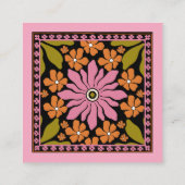 Farbenfrohe Retro-Blume-Muster - Visitenkarte (Rückseite)