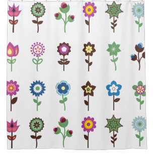 Farbenfrohe Retro-Blume Niedliche Illustration Duschvorhang