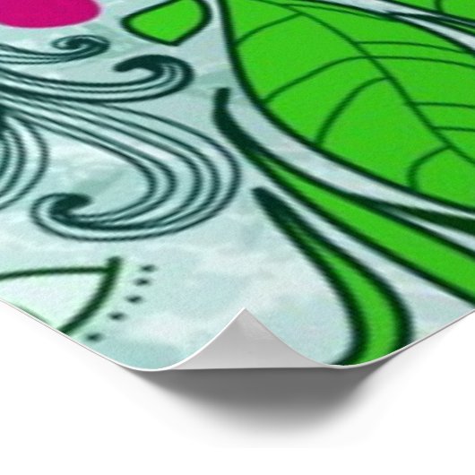 Farbenfrohe Retro-Blume und Wirbel. Poster (Ecke)