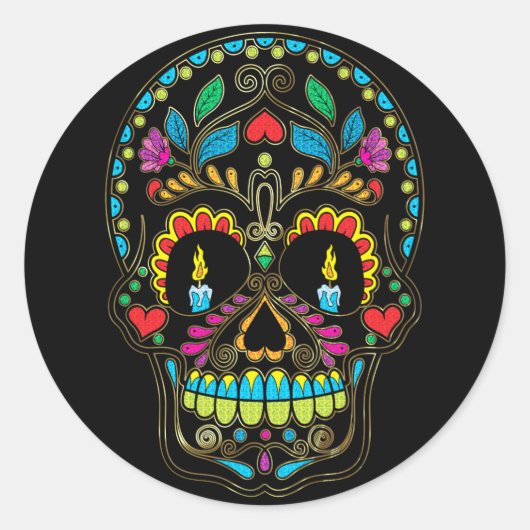 Farbenfrohe Retro-Blume Zuckerhut Runder Aufkleber (Vorderseite)