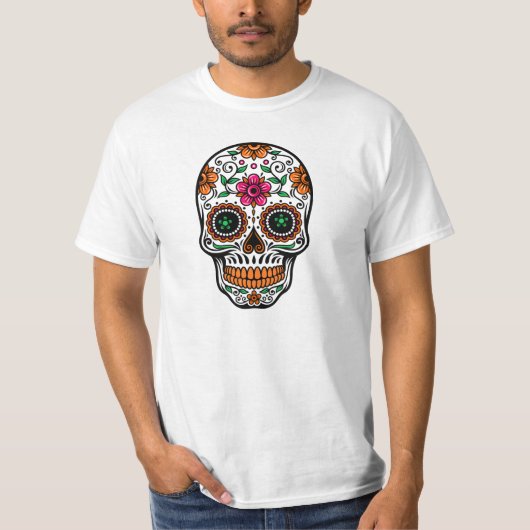 Farbenfrohe Retro-Blume Zuckerhut T-Shirt (Vorderseite)