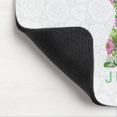 Farbenfrohe Retro-Blumen-Elefant auf Weiß Mousepad (Ecke)