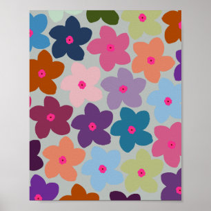 Farbenfrohe Retro-Blumen Poster